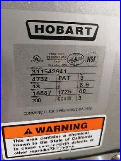 2017 HOBART 4732 #32 MEAT GRINDER With PAN 3HP 200V 3PH