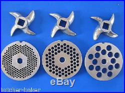 #22 6 pc COMBO Meat Grinding plate disc knife cutter for Hobart Torrey LEM etc
