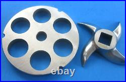 #32 x 1 (25 mm) hole STAINLESS Meat Grinder Plate & new Sharp Swirl Blade