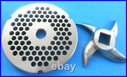 #32 x 1/4 (6 mm) hole STAINLESS Meat Grinder Plate & new Sharp Swirl Blade