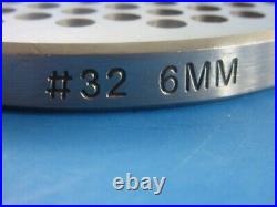 #32 x 1/4 (6 mm) hole STAINLESS Meat Grinder Plate & new Sharp Swirl Blade