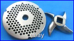 #32 x 1/8 (3 mm) hole STAINLESS Meat Grinder Plate & new Sharp Swirl Blade