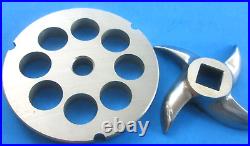 #32 x 3/4 (20 mm) hole STAINLESS Meat Grinder Plate & new Sharp Swirl Blade
