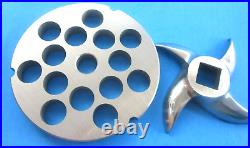 #32 x 5/8 (16 mm) hole STAINLESS Meat Grinder Plate & new Sharp Swirl Blade