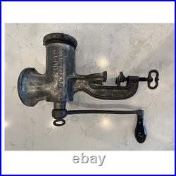 Antique Hobart Cast Iron Hand Crank Meat Grinder Tinned Made in USA Troy Ohio