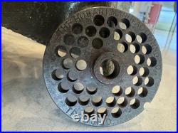 Antique Hobart Cast Iron Hand Crank Meat Grinder Tinned Made in USA Troy Ohio