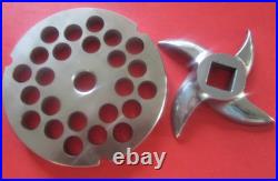 COMBO #32 x 1/2 (12 mm) Large Chili Grind Meat Grinder Plate & Matching Knife