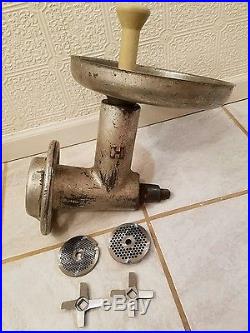 Hobart # 12 Meat Grinder Complete With Pan, Pusher, And Extra Plates / Blades