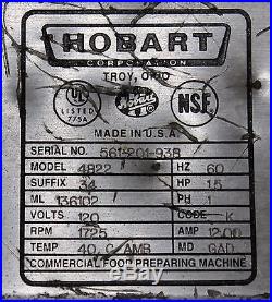 HOBART Model 4822 Countertop Meat Grinder Chopper 120 volts SN#561-201-938