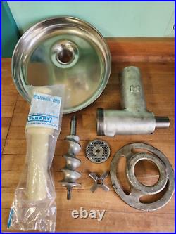 Hobart #12 Meat Grinder / Food Chopper Attachment with Feed Pan and Pusher EUC