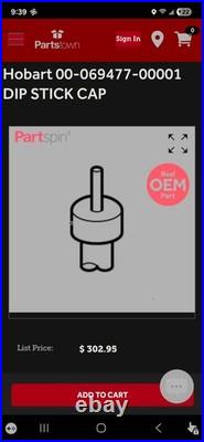 Hobart 4156 Dip Stick and Fill Cap Assembly
