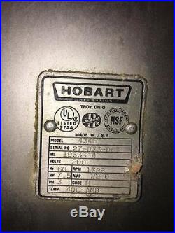 Hobart 4346 Mixer Meat Grinder Commercial Butcher 200V 7.5HP NSF Works Great