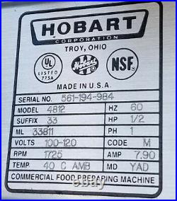 Hobart 4812-33 Commercial Countertop 8lb/min Meat Grinder Food Processor. 5hp