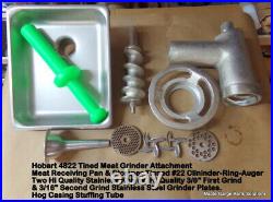 Hobart 4822 Tinned Meat Grinder Attachment D-119760-1 Meat Receiving Pan & Stomp