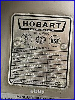 Hobart MG1532 150lb Meat Grinder/ Mixer- 208V 3 Phase- Tested Working