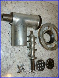 Hobart Meat Grinder #12 Hub Attachment 2 New Plates & Knife Mixer Ground Beef