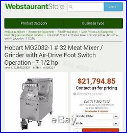 Hobart Meat Grinder Meat Mixer Restaurant Commercial 200lbs Capacity Foot Pedal