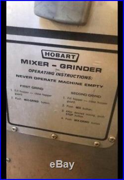Hobart Mixer Grinder 4346 Meat Grinder 7.5 H. P Butcher Grinder Withfoot Switch