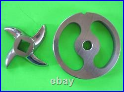 LEM Hobart Sausage Stuffer Meat Grinder Grinding Plate and Knife SET Size 12