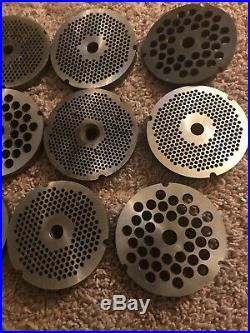 LOT OF 12 Stainless Steel Meat Grinder Plates 3248, 3249, 3245 & More 4D 1/2W