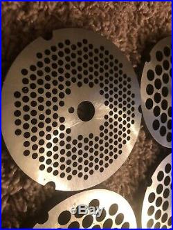 LOT OF 9 Stainless Steel Meat Grinder Plates #32, 1/8, 3202 & More 4D 1/2W