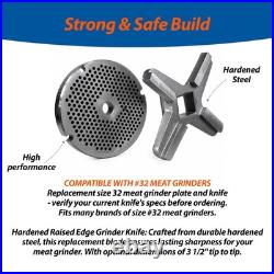 Meat Grinder Plate & Knife Set 1/8 Hole, Compatible with Hobart, Biro, LEM, T