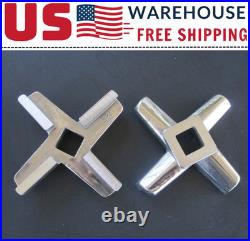 TWO #32 Meat Grinder Knives Blades for Hobart Biro Berkel Butcher Commercial