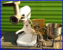 VINTAGE HOBART KITCHENAID Lift Stand Mixer with Bowl, Attachments & Meat Grinder