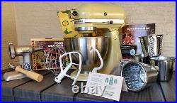 Vintage 1976 Yellow KitchenAid Mixer withFood Preparer + Food Grinder attachments