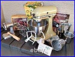 Vintage 1976 Yellow KitchenAid Mixer withFood Preparer + Food Grinder attachments