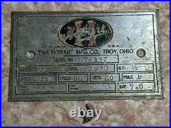 Vintage HOBART MFG CO Sign Brass Nameplate Rare Meat Grinder Model 4222 OHIO USA