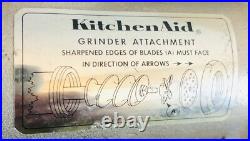 Vintage Hobart KITCHENAID Food Chopper Meat Grinder Attachment Kit with 3 Plates