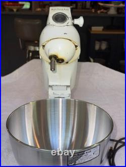 Vintage KitchenAid Model 4C Mixer, White, + slicer, shredder, meat grinder