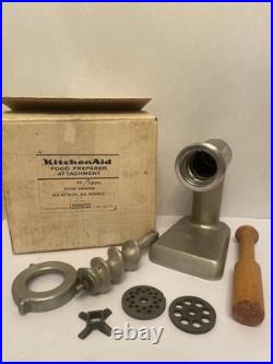 Vintage Original Kitchen Aid Hobart Food Grinder Metal Attachment With Wood Pusher