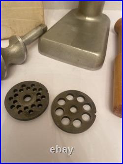 Vintage Original Kitchen Aid Hobart Food Grinder Metal Attachment With Wood Pusher
