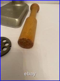 Vintage Original Kitchen Aid Hobart Food Grinder Metal Attachment With Wood Pusher Vintage Original Kitchen Aid Hobart Food Grinder Metal Attachment With Wood Pusher