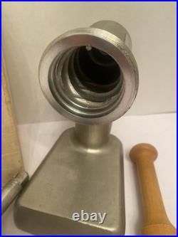Vintage Original Kitchen Aid Hobart Food Grinder Metal Attachment With Wood Pusher