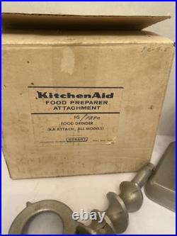 Vintage Original Kitchen Aid Hobart Food Grinder Metal Attachment With Wood Pusher