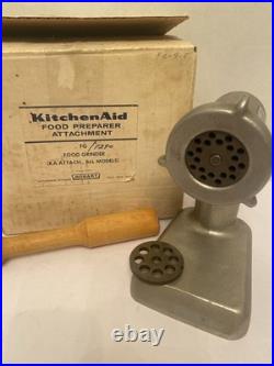 Vintage Original Kitchen Aid Hobart Food Grinder Metal Attachment With Wood Pusher