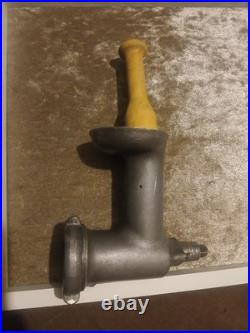 Vintage metal food grinder attachment for a stand mixer, specifically an