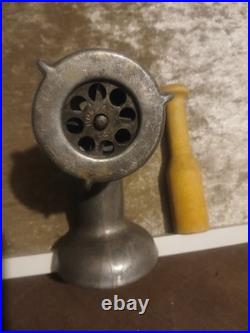 Vintage metal food grinder attachment for a stand mixer, specifically an