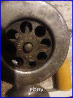 Vintage metal food grinder attachment for a stand mixer, specifically an